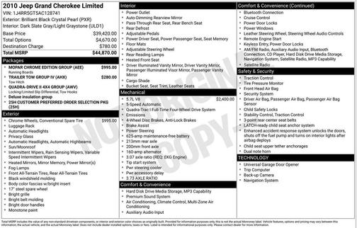 Brilliant Black Crystal Pearlcoat 2010 Jeep Grand Cherokee Limited