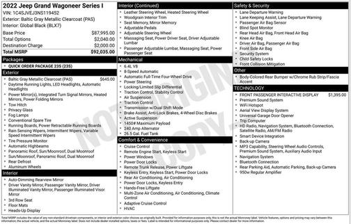 Diamond Black Crystal Pearlcoat 2022 Jeep Grand Wagoneer Series I 4x4