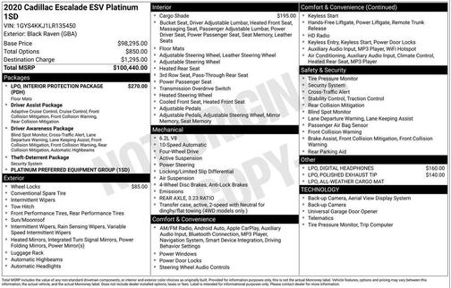 2020 Cadillac Escalade ESV Platinum