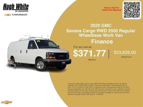 2020 GMC Savana 2500 Work Van