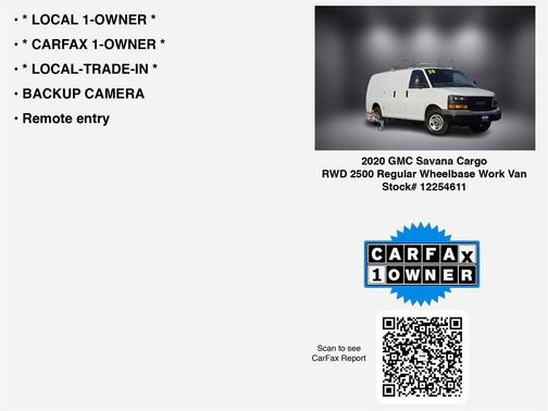 2020 GMC Savana 2500 Work Van