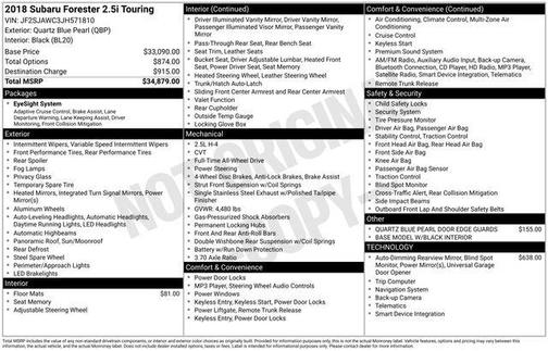 2018 Subaru Forester 2.5i Touring