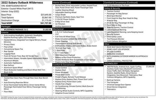Crystal White Pearl 2022 Subaru Outback Wilderness