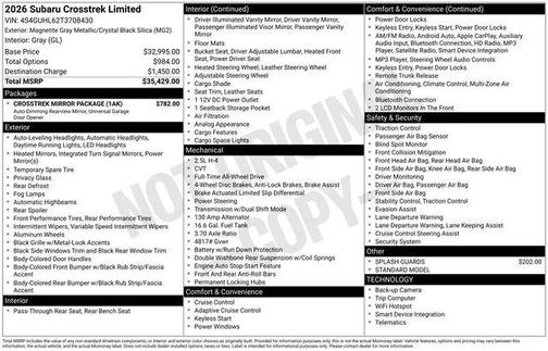 2026 Subaru Crosstrek Limited