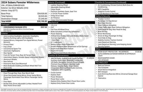 Ice Silver Metallic 2024 Subaru Forester Wilderness