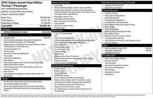 2025 Subaru Ascent Onyx Edition Touring 7-Passenger