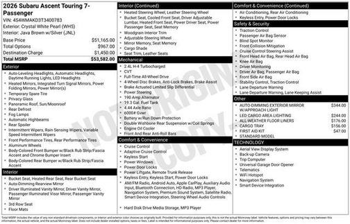 2026 Subaru Ascent Touring 7-Passenger