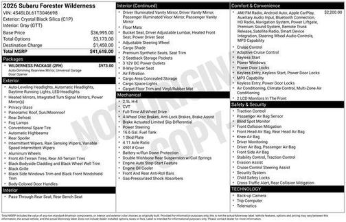 Crystal Black Silica 2026 Subaru Forester Wilderness