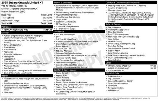 2025 Subaru Outback Limited XT