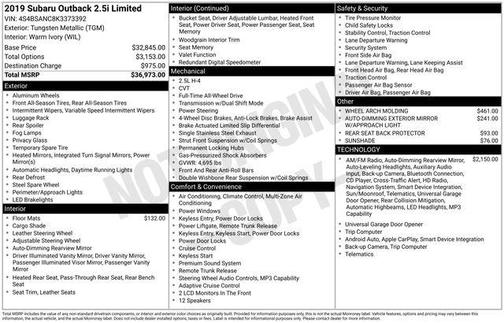2019 Subaru Outback 2.5i Limited