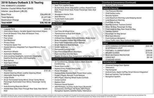 2018 Subaru Outback 2.5i Touring