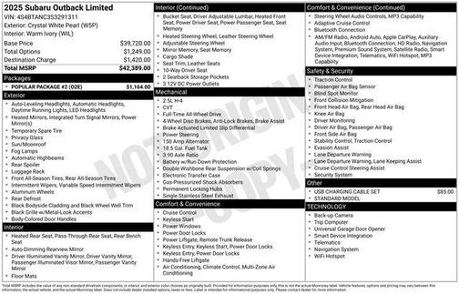2025 Subaru Outback Limited