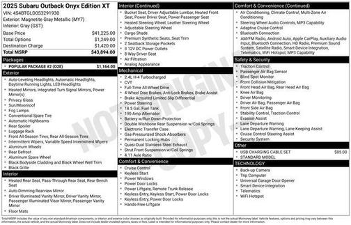 2025 Subaru Outback Onyx Edition XT