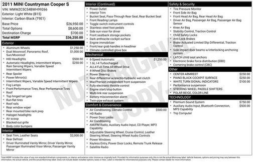 Light White 2011 MINI Cooper S Countryman Base