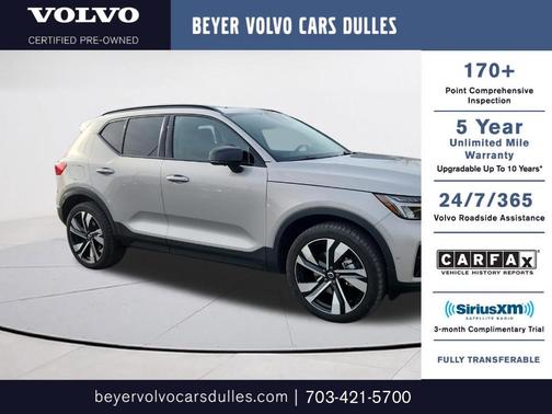 Silver 2023 Volvo XC40 B5 Plus Dark Theme