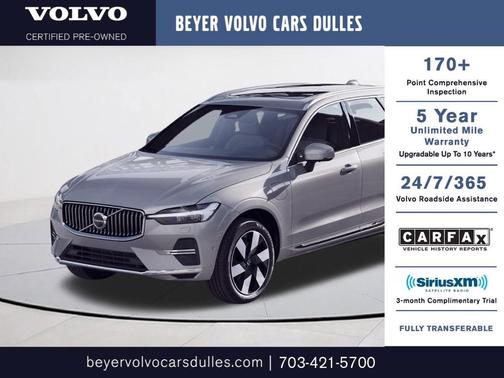 Crystal White Metallic 2024 Volvo XC60 Recharge Plug-In Hybrid T8 Ultimate Dark Theme