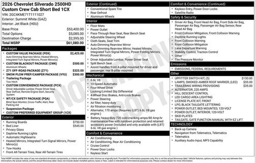 2026 Chevrolet Silverado 2500 Custom