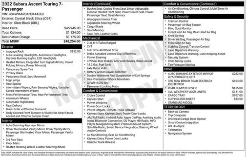 2022 Subaru Ascent Touring 7-Passenger