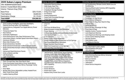 2025 Subaru Legacy Premium