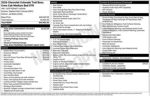 2026 Chevrolet Colorado Trail Boss