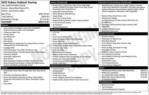 2022 Subaru Outback Touring