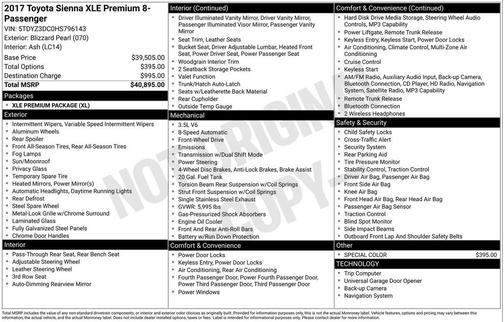 2017 Toyota Sienna XLE Premium