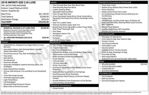 2018 INFINITI Q50 3.0t LUXE
