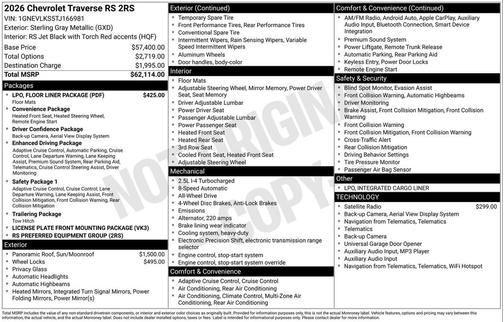 2026 Chevrolet Traverse RS