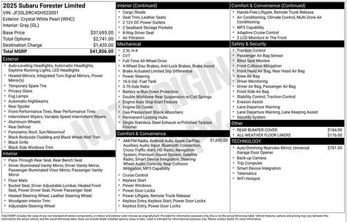 2025 Subaru Forester Limited