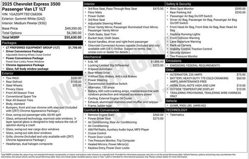 2025 Chevrolet Express 3500 RWD 3500 Extended Wheelbase LT
