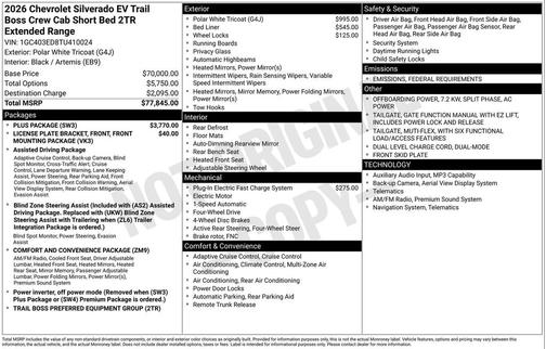 2026 Chevrolet Silverado EV Trail Boss