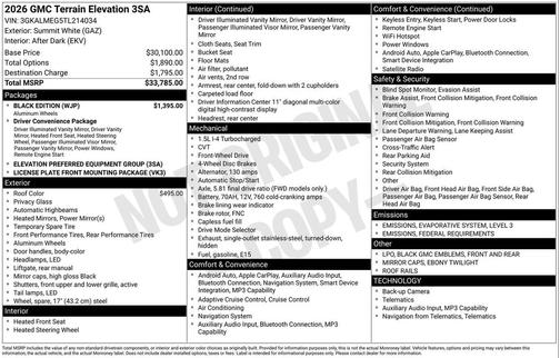 2026 GMC Terrain FWD Elevation