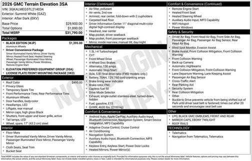 2026 GMC Terrain FWD Elevation