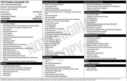 2019 Subaru Crosstrek 2.0i