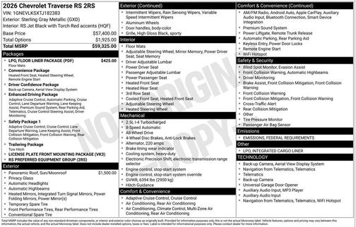 2026 Chevrolet Traverse RS