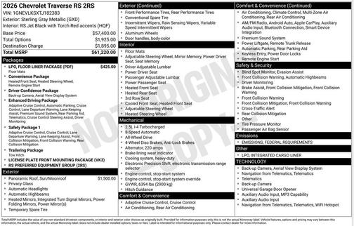 2026 Chevrolet Traverse RS