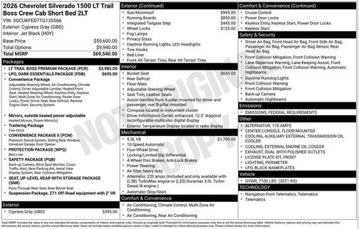 2026 Chevrolet Silverado 1500 LT Trail Boss