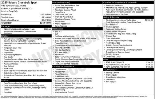 2025 Subaru Crosstrek Sport