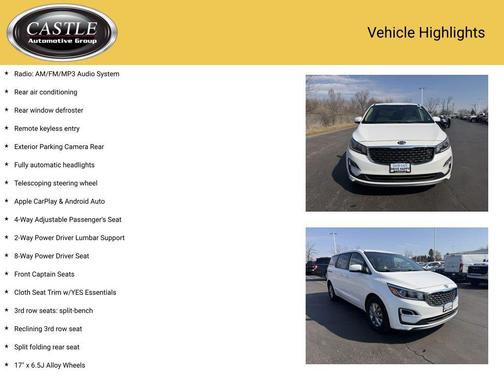 Snow White Pearl 2019 Kia Sedona LX