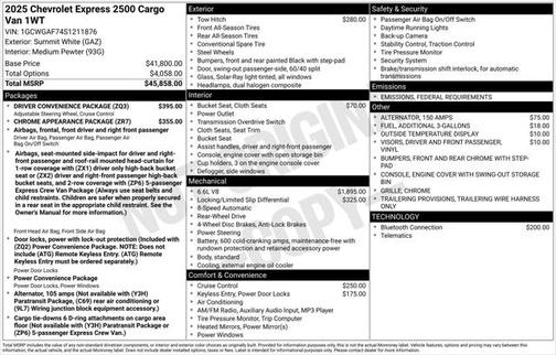 2025 Chevrolet Express 2500 RWD 2500 Regular Wheelbase WT