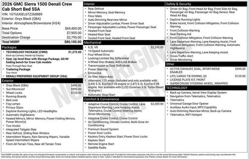 Onyx Black 2026 GMC Sierra 1500 Denali