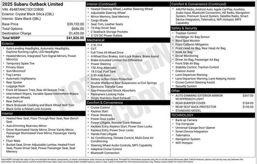 2025 Subaru Outback Limited