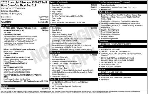 2026 Chevrolet Silverado 1500 LT Trail Boss