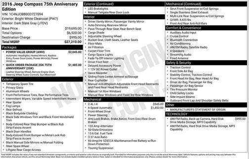 2016 Jeep Compass 75th Anniversary