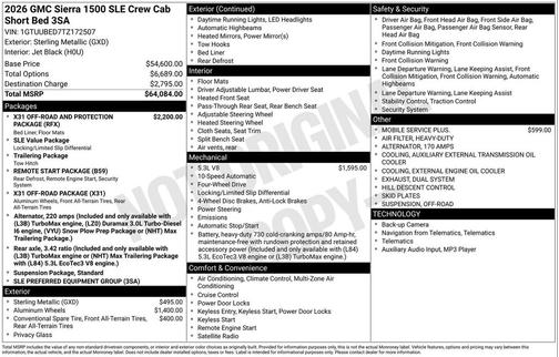 2026 GMC Sierra 1500 SLE