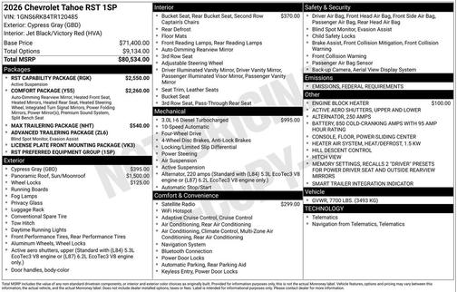 2026 Chevrolet Tahoe 4WD RST
