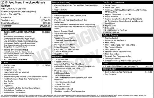 2015 Jeep Grand Cherokee Altitude