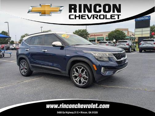 Dark Ocean Blue/White Roof 2022 Kia Seltos SX Turbo