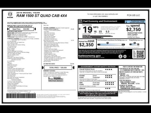 2016 RAM 1500 Tradesman/Express