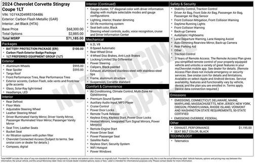 2024 Chevrolet Corvette Stingray w/1LT